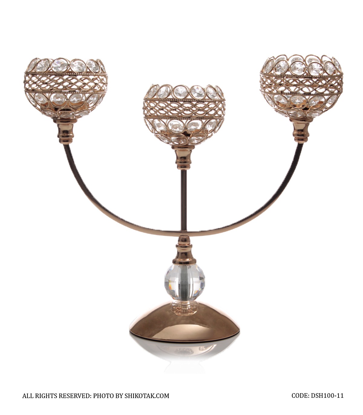 جاشمعی استیل طلایی 3 شعله مدل Soha