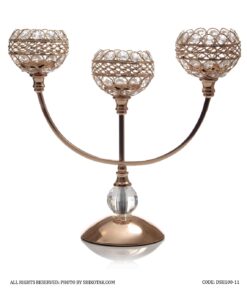 جاشمعی استیل طلایی 3 شعله مدل Soha