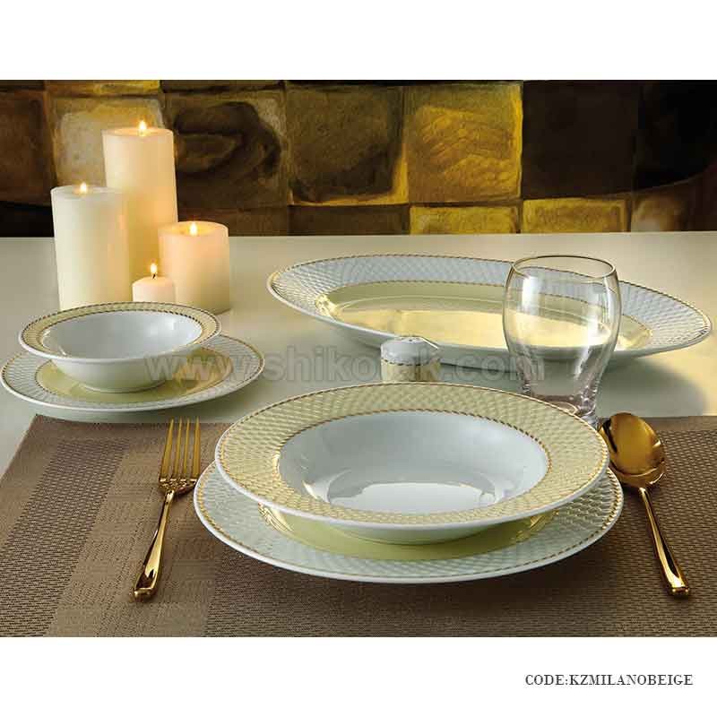 ظروف چینی زرین 6 نفره زرین طرح میلانو کرم
