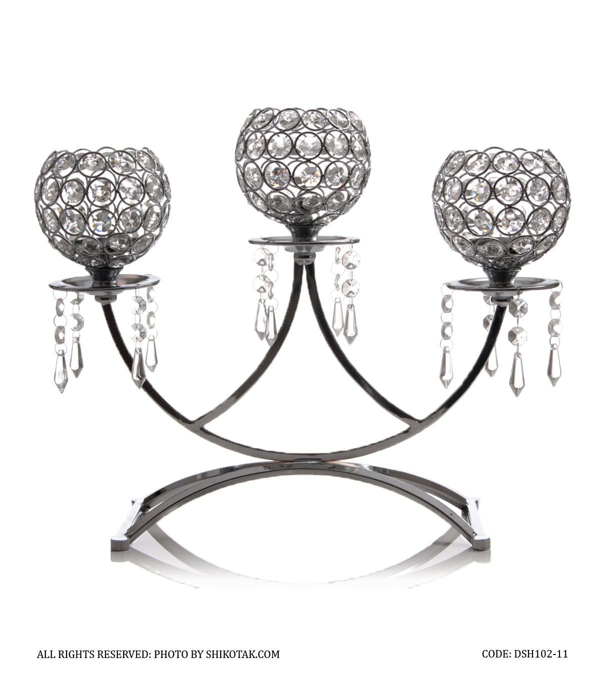 جاشمعی کریستالی 3 شعله مدل هشتی