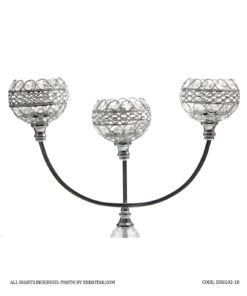 جاشمعی پایه دار نقره ای 3 شعله مدل w