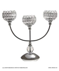 جاشمعی پایه دار نقره ای 3 شعله مدل w