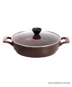 ماهیتابه گرانیتی دو دسته سایز 32 مدل پروانه دورو قهوه ای