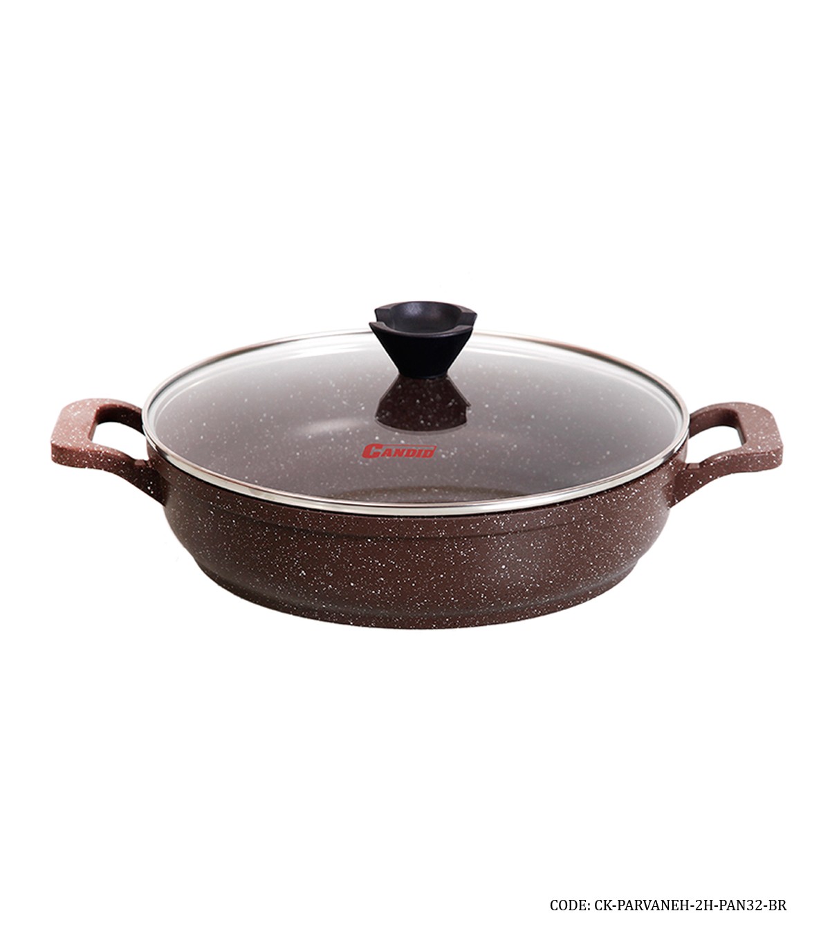 ماهیتابه گرانیتی دو دسته سایز 32 مدل پروانه دورو قهوه ای