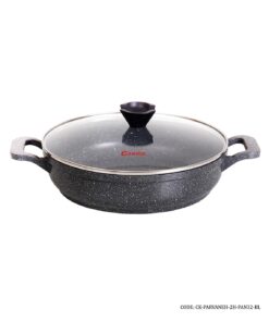 ماهیتابه گرانیتی سایز 32 دو دسته مدل پروانه دورو مشکی