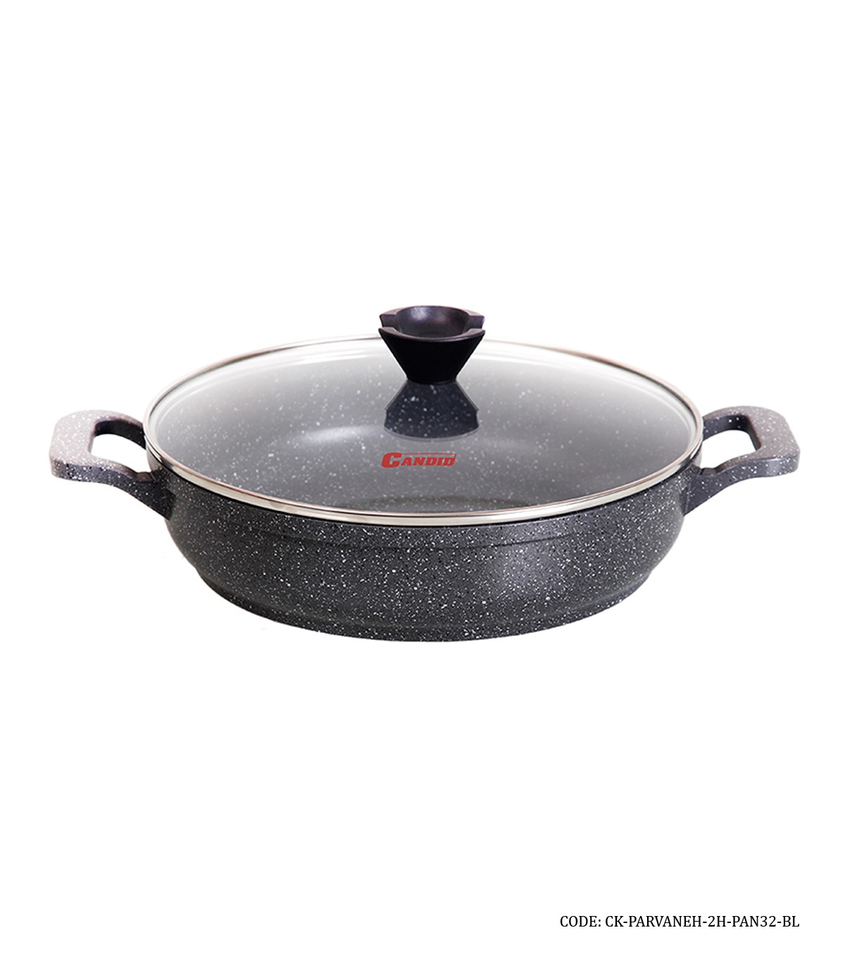 ماهیتابه گرانیتی سایز 32 دو دسته مدل پروانه دورو مشکی