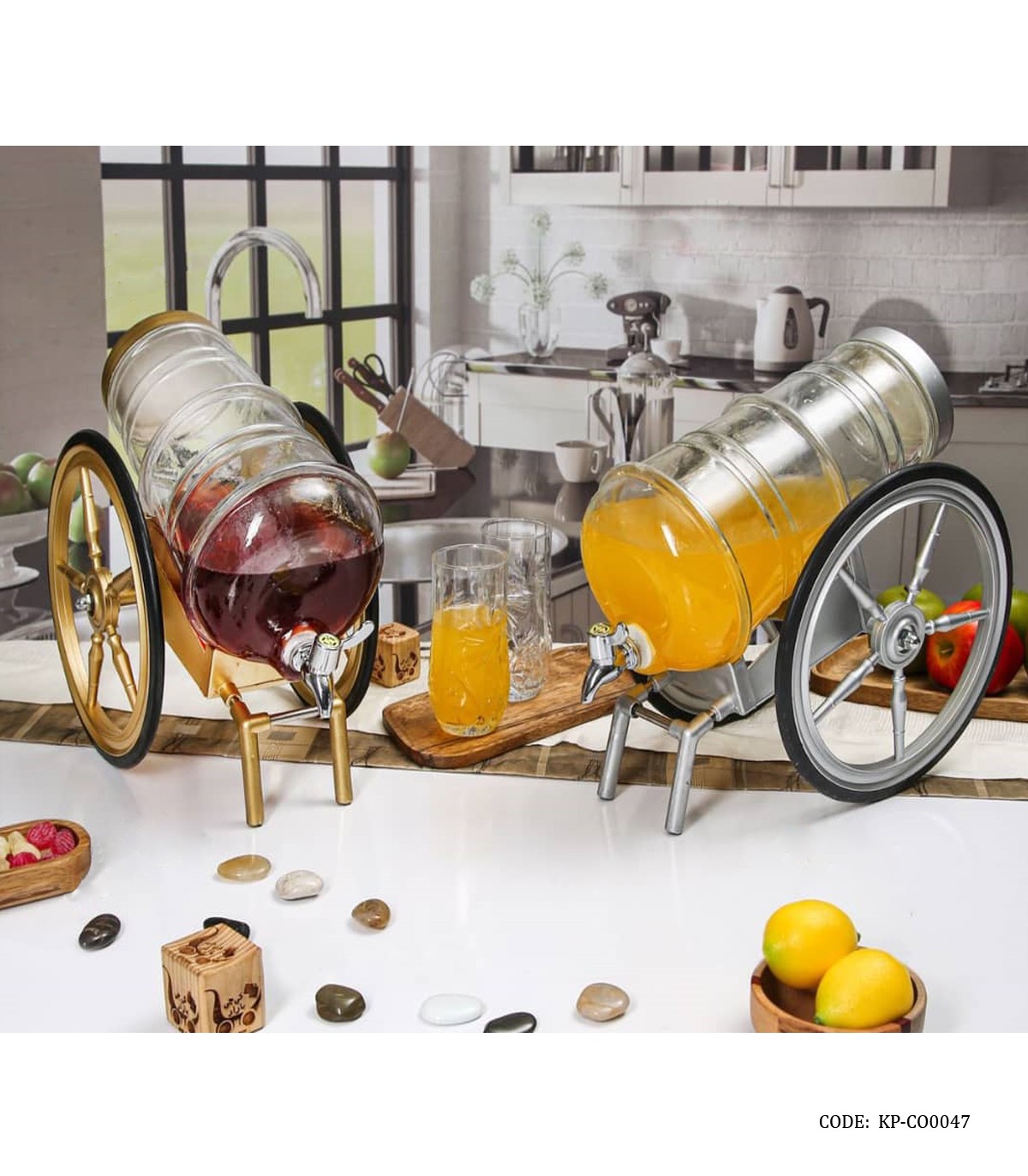 کلمن شیشه ای فانتزی 4.5 لیتری پاشا سازه مدل درشکه