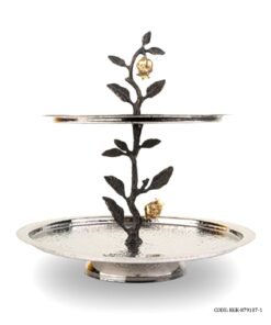 شیرینی خوری استیل دو طبقه طرح غنچه