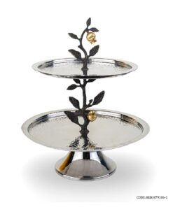 شیرینی خوری استیل دو طبقه طرح غنچه