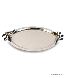 سینی استیل پذیرایی بیضی طرح غنچه