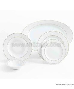 ظروف چینی غذاخوری 6 نفره زرین طرح میلانو سفید