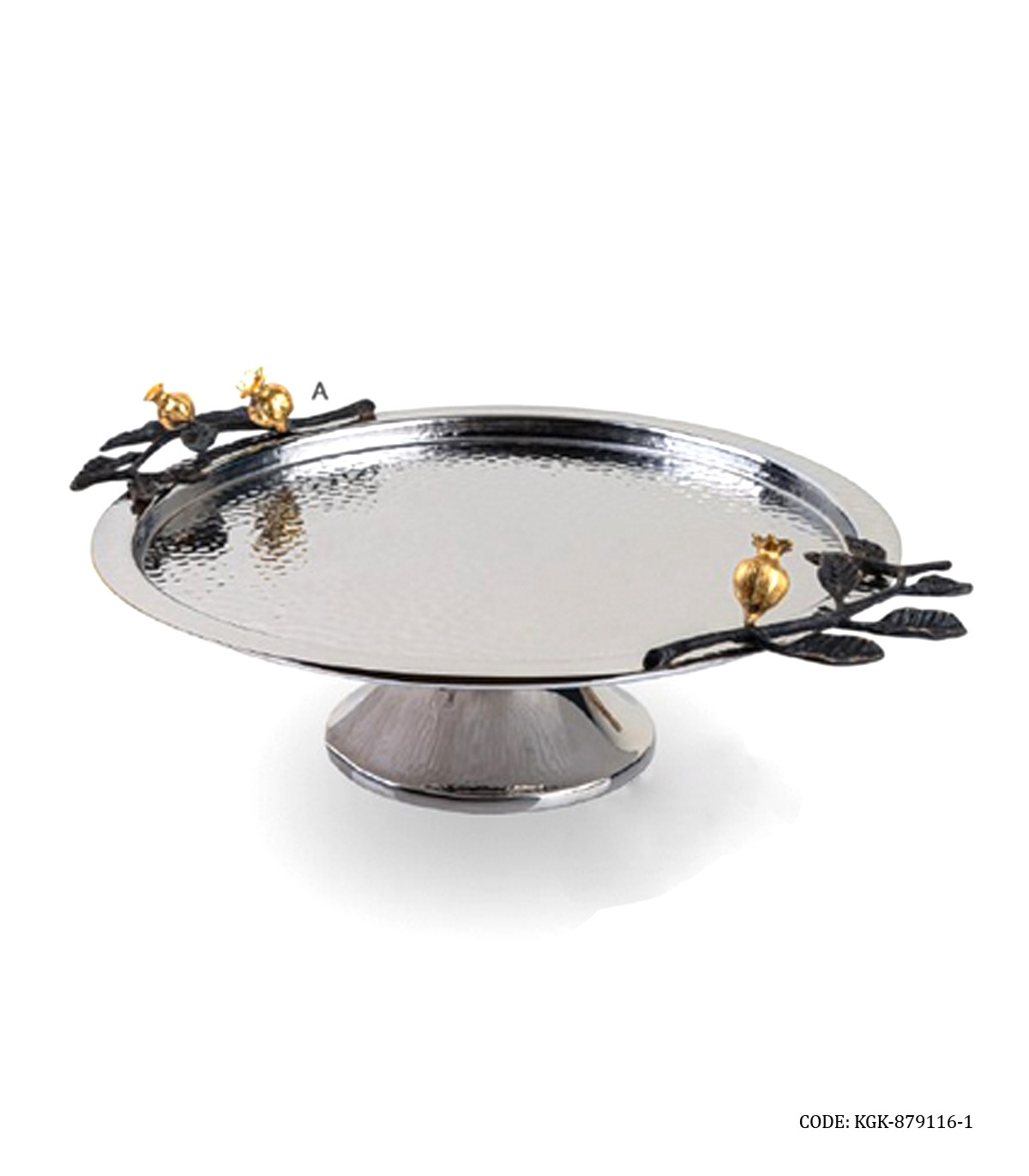 ظرف استیل گرد پایه دار میوه و شیرینی طرح غنچه