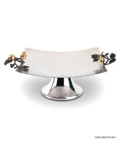 ظرف استیل شیرینی خوری مربعی پایه دار  طرح غنچه