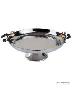 ظرف استیل گرد پایه دار میوه خوری طرح غنچه