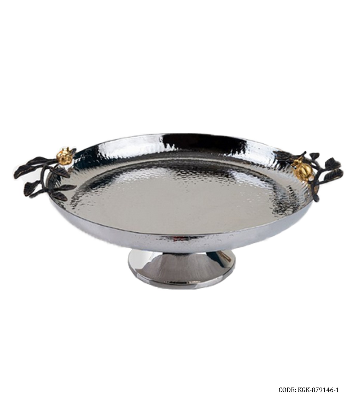 ظرف استیل گرد پایه دار میوه خوری طرح غنچه