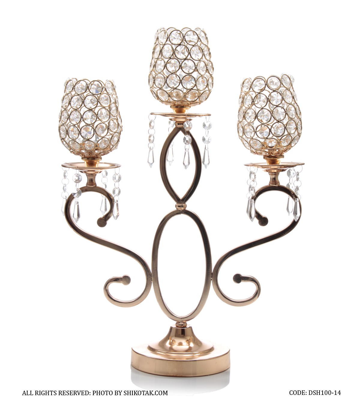 جاشمعی فلزی سه شعله مدل S طرفین