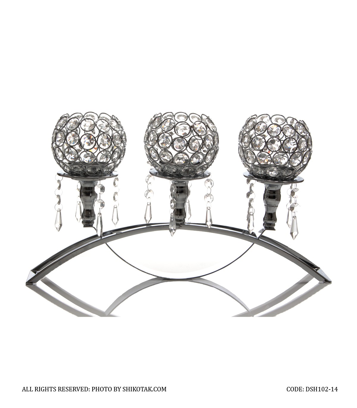 جاشمعی پایه دار سیلور 3 شعله هلالی