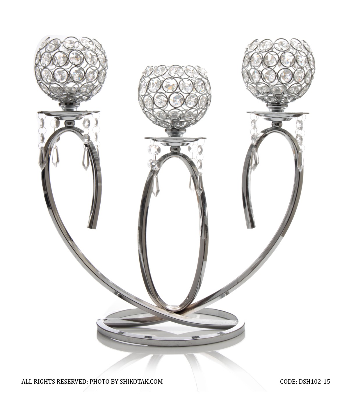 جاشمعی سیلور پایه دار 3 شعله تاجی