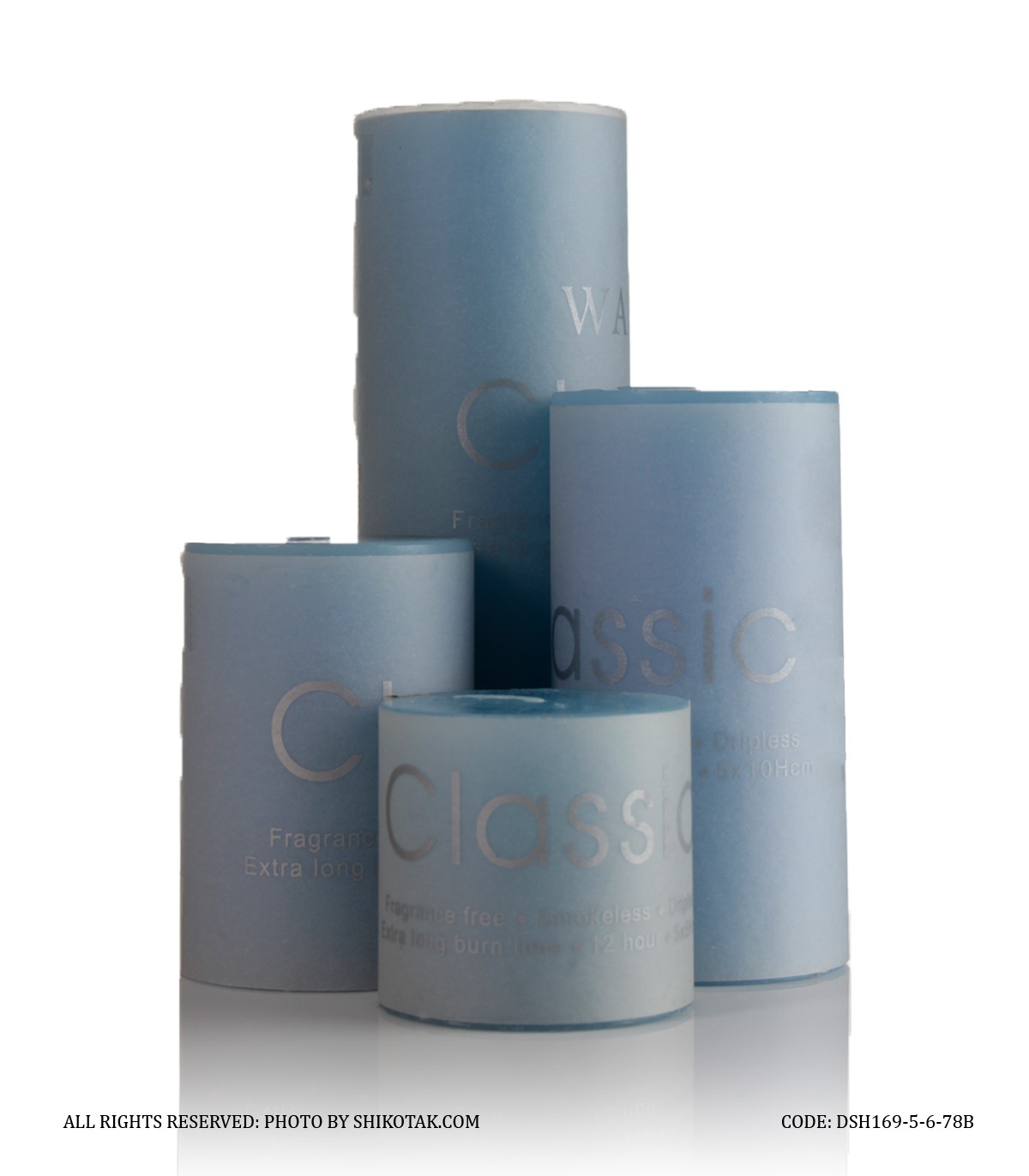 شمع 4 عددی استوانه ای قطر 5 سانت رنگ آبی