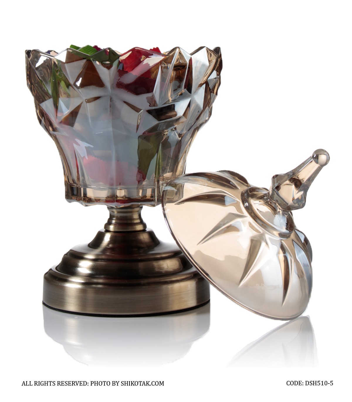 شکلات خوری پایه برنزی شامپاینی مدل شکوفا