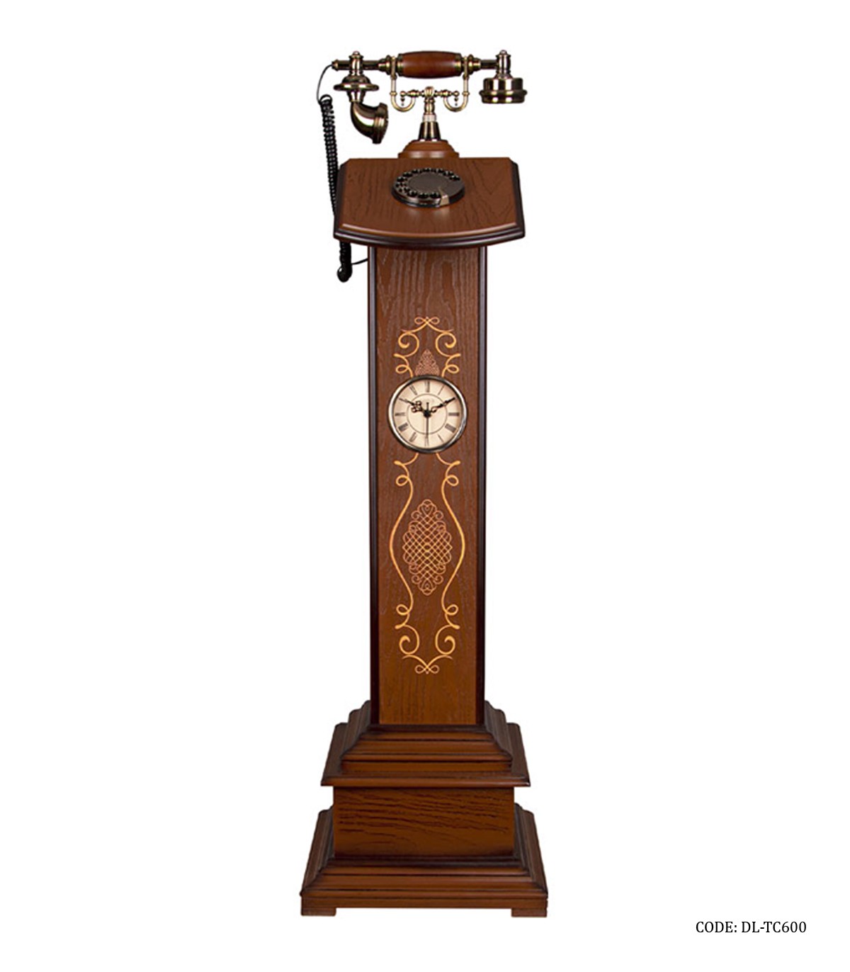 تلفن چوبی ساعت دار ایستاده سری 600