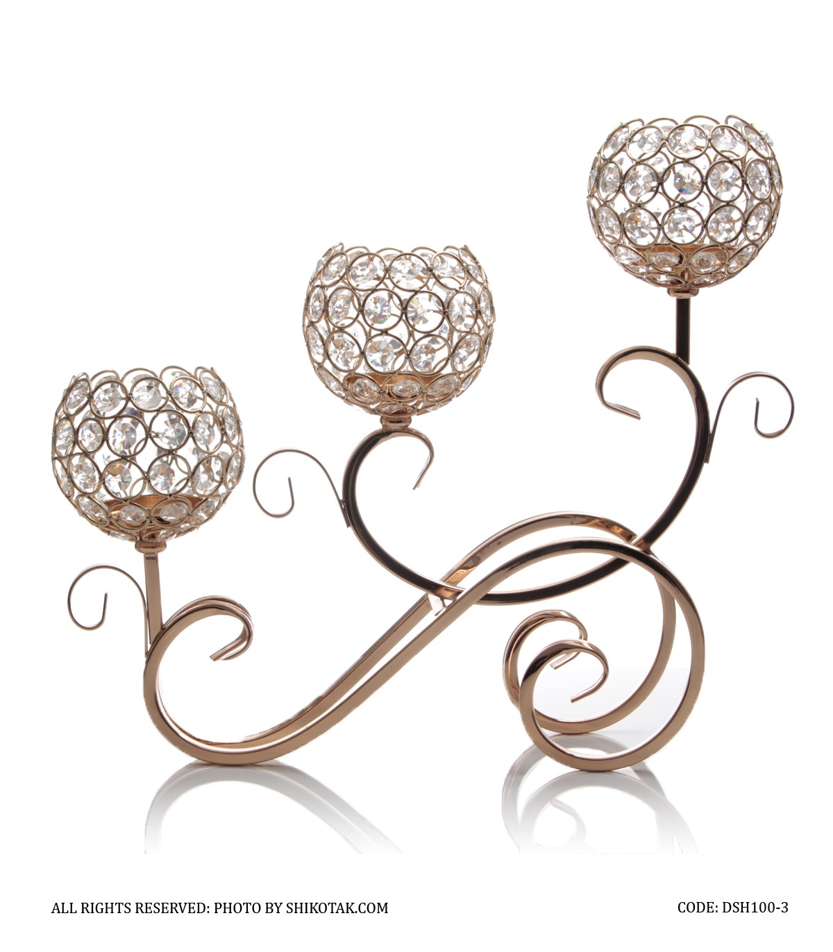 شمعدان سه شعله طلایی مدل 3-100