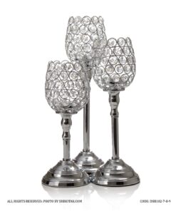 جاشمعی پایه دار سیلور طرح استوانه