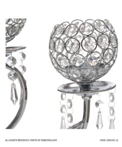 جاشمعی پایه دار کریستالی 3 شعله پاپیونی