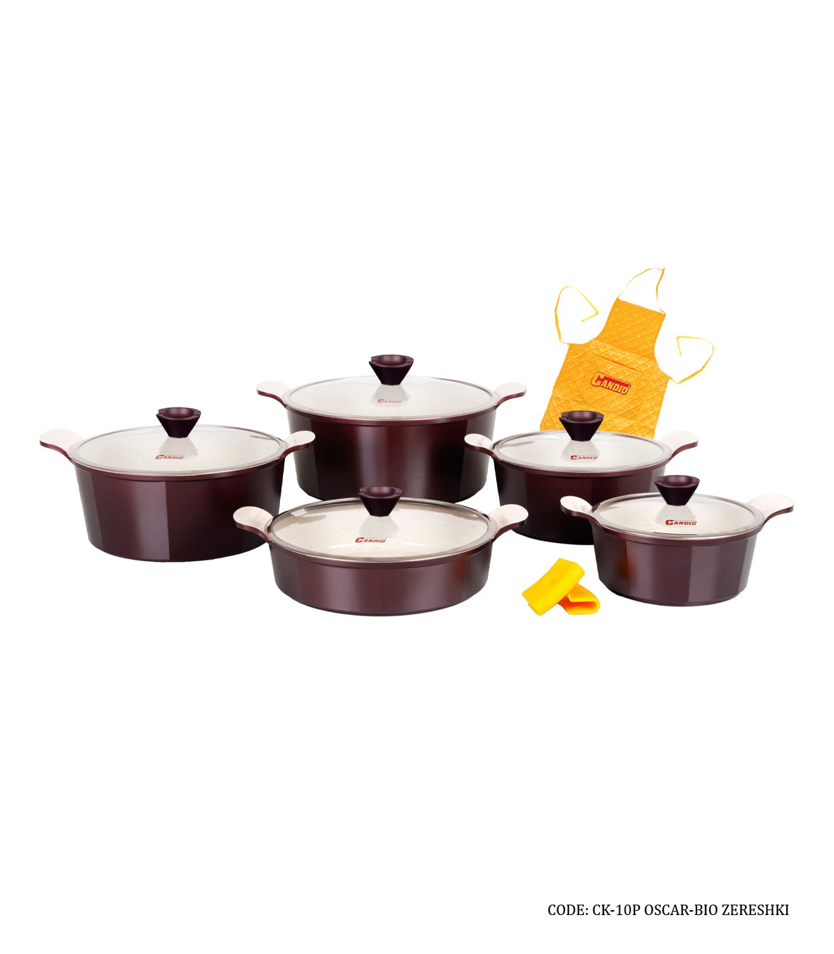 سرویس قابلمه گرانیتی 10 پارچه مدل اسکار زرشکی