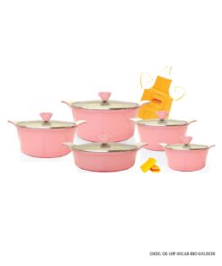 سرویس قابلمه گرانیتی 10 پارچه مدل اسکار گلبهی