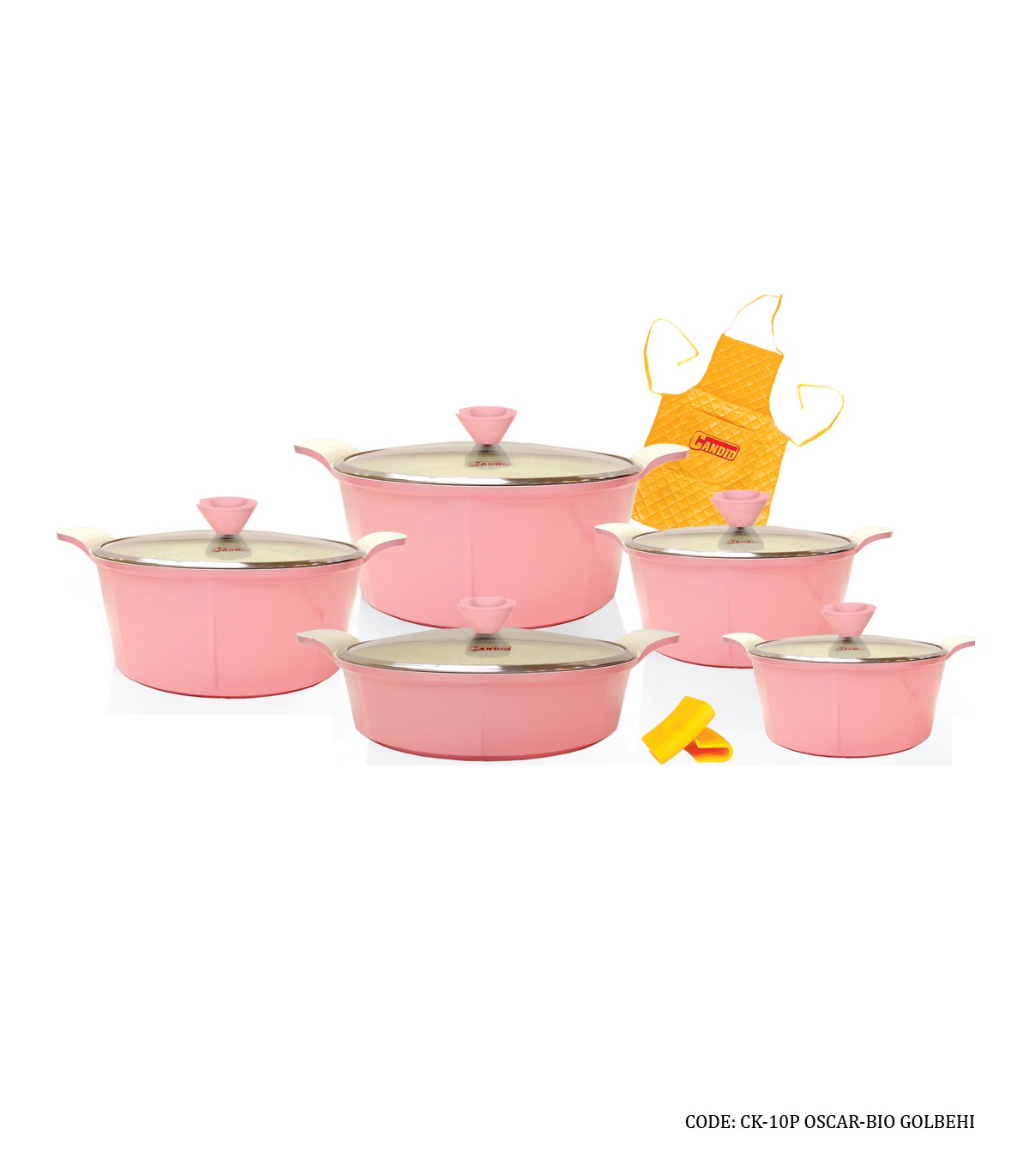 سرویس قابلمه گرانیتی 10 پارچه مدل اسکار گلبهی