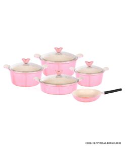 سرویس قابلمه گرانیتی 9 پارچه مدل اسکار گلبهی