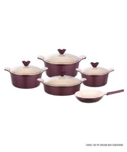 سرویس قابلمه گرانیتی 9 پارچه مدل اسکار زرشکی