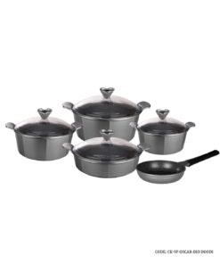 سرویس قابلمه گرانیتی 9 پارچه مدل اسکار خاکستری