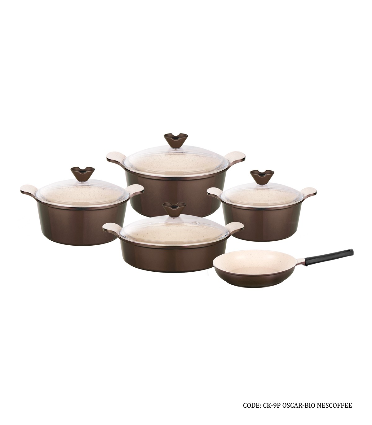 سرویس قابلمه گرانیتی 9 پارچه مدل اسکار قهوه ای