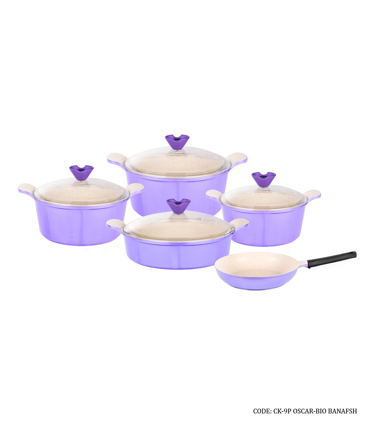 سرویس قابلمه گرانیتی 9 پارچه مدل اسکار بنفش