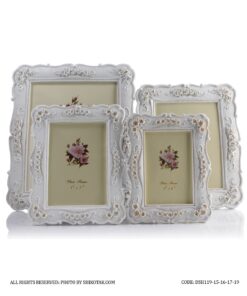 قاب عکس سفید گل برجسته مدل رزینا