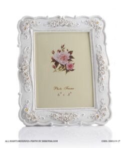 قاب عکس سفید گل برجسته مدل رزینا