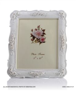قاب عکس سفید گل برجسته مدل رزینا
