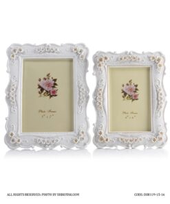 قاب عکس سفید گل برجسته مدل رزینا