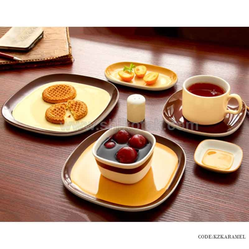 سرویس یک نفره هتلی چینی زرین طرح کارامل
