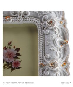 قاب عکس رومیزی سفید دوقلو طرح گل