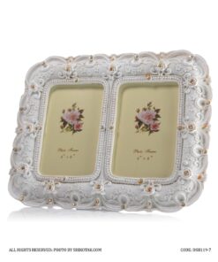 قاب عکس رومیزی سفید دوقلو طرح گل