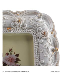 قاب عکس رومیزی سفید دوقلو طرح گل