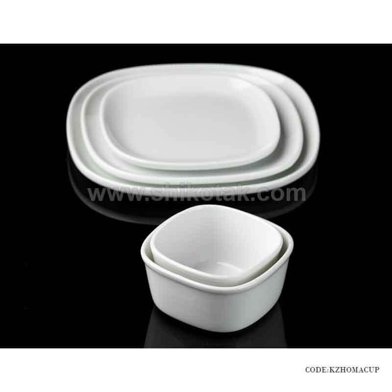 سرویس 12نفره بشقاب هتلی چینی زرین طرح سفید