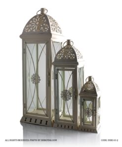 فانوس فلزی تزئینی سه سایز مدل هرمی