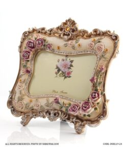 قاب عکس فانتزی طلایی مدل رز ارغوانی