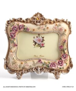 قاب عکس فانتزی طلایی مدل رز ارغوانی