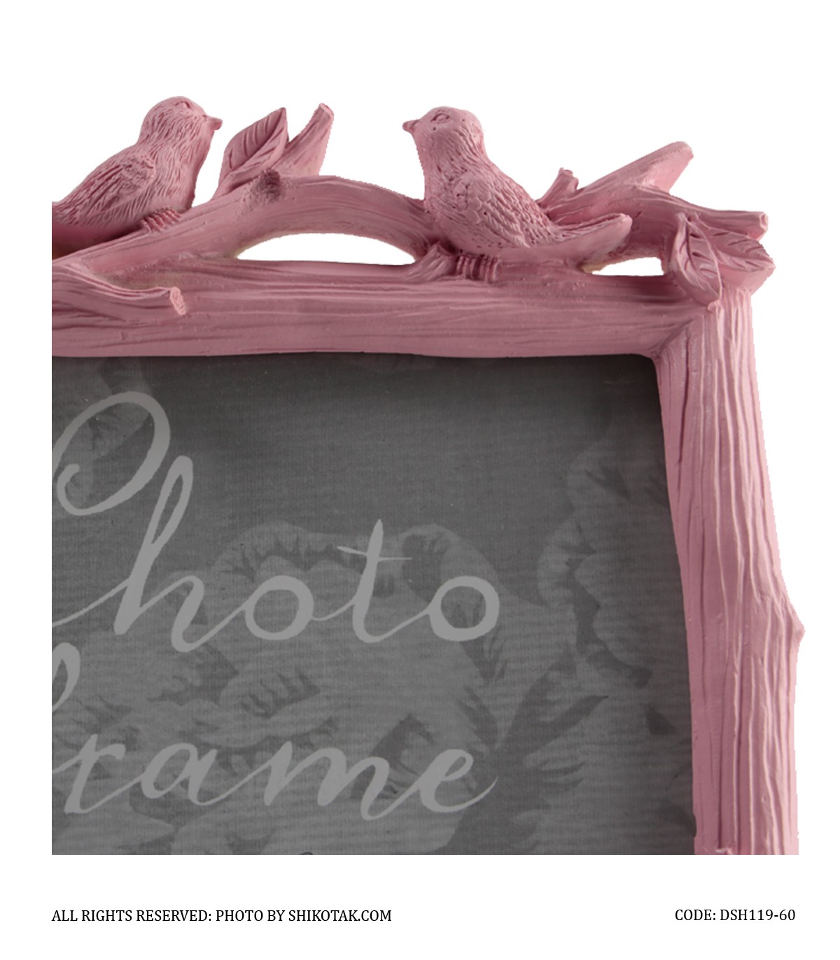 قاب عکس فانتزی افقی طرح کبوتر صورتی