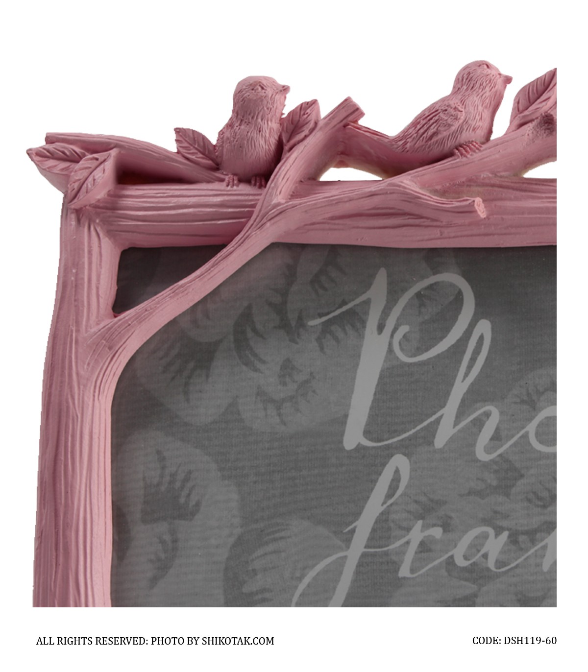 قاب عکس فانتزی افقی طرح کبوتر صورتی